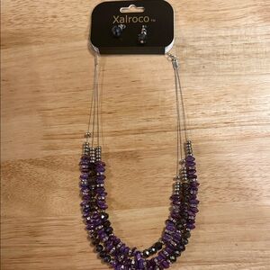 Purple and Silver Women's Necklace Set